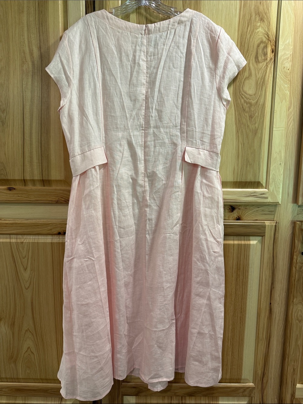 NWT Lintico Alexa Sz XL Light Pink 100% Linen Cottagecore Fit & Flare Midi Dress - Picture 7 of 13